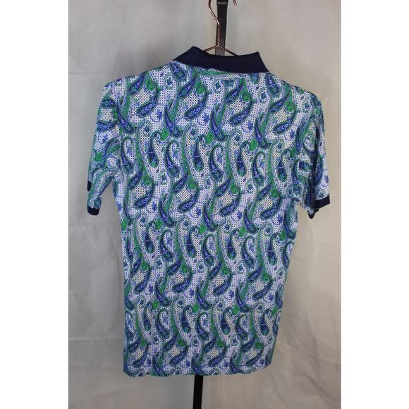 Robert Graham Polo Shirt Paisley Blue Green Classic Fit Luxury Men's XS - Picture 2 of 10